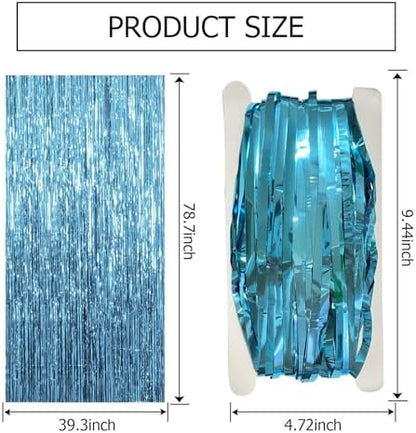 10 Pack Blue Backdrop Curtain Tinsel Streamers Ocean Themed Decor Birthday Party Decorations Foil Fringe Backdrop Graduation Baby Shower Bachelorette Winter Party Decorations Supplies