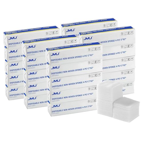 JMU 5000 Gauze Pads 2x2, 4-Ply Non Woven Gauze Sponges, Non-Sterile Dental Gauze All Purpose Gauze Sponges
