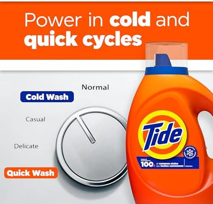 Tide Laundry Detergent Liquid, Original Scent, HE Compatible, 100 Loads, 132 fl oz, Tide Laundry Detergent, Liquid Laundry Detergent (Packaging May Vary)