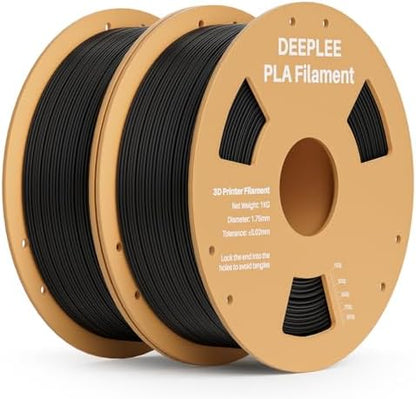 DEEPLEE PLA 1.75mm 3D Printer Filament, Dimensional Accuracy +/- 0.02mm, Neatly Wound, No Clogging, Vacuum Package, Fits for Most FDM 3D Printers, Cardboard Spool 2kg Black