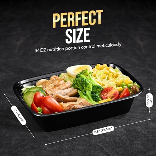 Glotoch Express Meal Prep Containers Reusable 34 OZ 20 PC Disposable Food Container with Lids Storage Plastic Togo Containers Take Away Lunch Container BPA Free, Freezer Safe, Microwave 1 Compartment