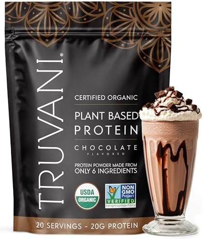 Truvani Vegan Pea Protein Powder | Chocolate | 20g Organic Plant Based Protein | 20 Servings | Keto | Gluten & Dairy Free | Low Carb | No Added Sugar