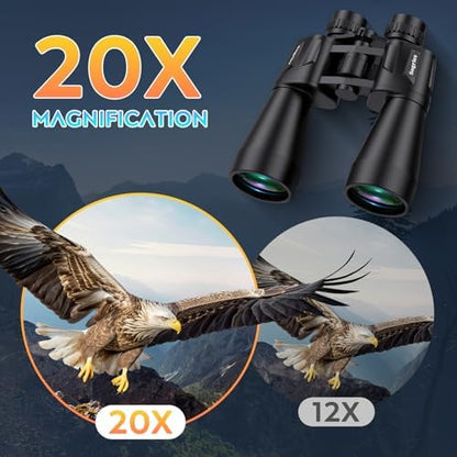 20x60 Binoculars for Adults High Powered, Waterproof & Fog Proof Compact Binoculars for Bird Watching with Low Light Vision, Hunting,Travel,Includes Carrying Bag