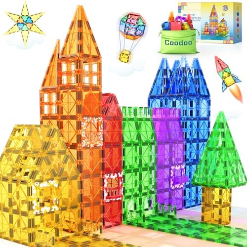 60 PCS Magnetic Building Tiles Kids Toys STEM Magnetic Blocks Sensory Toys Kids Games Magnet Building Toy for Boys and Girls Aged 3+, Kid Brain Development Preschool Kindergarten Toddler Toy