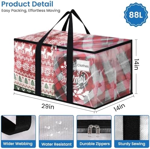 Clear Heavy Duty Extra Large Moving Bags, Reinforced Handle & Double Zipper, Storage Bags Alternative to Moving Box (10 Packs)