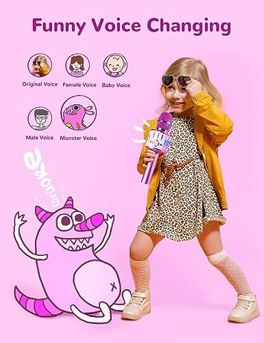 Amazmic Toys for Girls, Kids Karaoke Microphone Toddler Microphone for Kids with Lights, Birthday Gift for Girls, Boys Toy Age 3 4 5 6 7 8+(Light Purple)