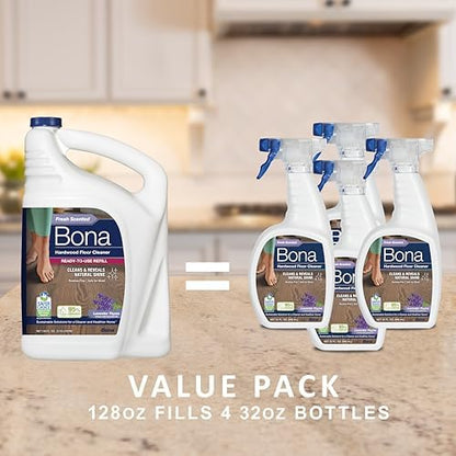 Bona Hardwood Floor Cleaner Refill - 128 fl oz - Lavender Thyme Scent - Residue-Free Floor Cleaning Solution Spray Mop and Spray Bottle Refill - For Wood Floors