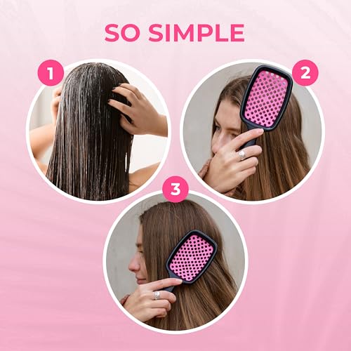 FHI Heat UNbrush Detangling Brush for Pain-Free Brushing on All Wet or Dry Hair Types — Durable DuoFlex Anti-Static Bristles, Lightweight Handle, Vented Hair Brush