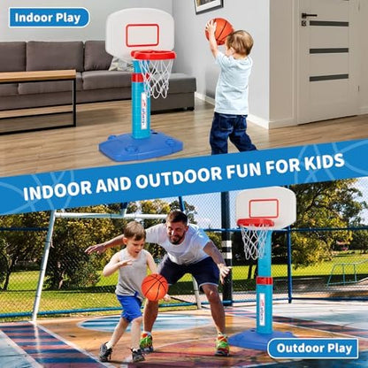 Toddler Basketball Hoop Indoor for Age 1-3, Adjustable Kids Basketball Hoops, Mini Basketball Hoop with 3 Balls for Outdoor Poolside, Birthday Christmas Sport Toys Gift for Baby Boys Girls Age 1 2 3 4