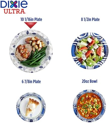 Dixie Ultra, Large Paper Plates, 10 Inch, 172 Count, 3X Stronger*, Heavy Duty, Microwave-Safe, Soak-Proof, Cut Resistant, Disposable Plates For Heavy, Messy Meals