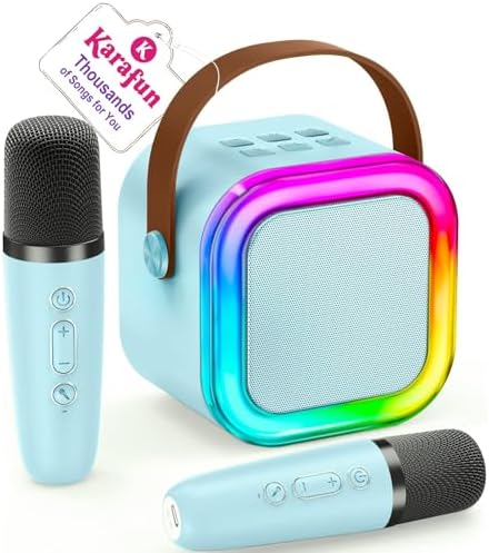 IROO Mini Karaoke Machine for Kids, 2025 TOP Toys Birthday Gifts Ideas for Girls Ages 4, 5, 6, 7, 8, 9, 10, 12+ Years Old, Portable MP3 Player with 2 Wireless Mics for Party
