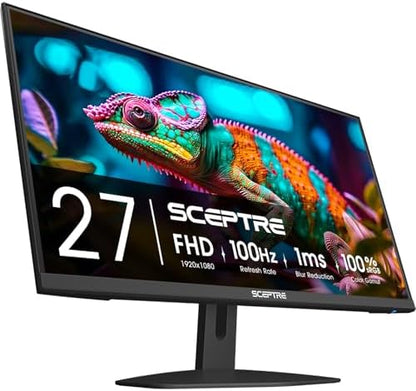 Sceptre New 27-inch Gaming Monitor 100Hz 1ms DisplayPort HDMI x2 100% sRGB AMD FreeSync Build-in Speakers, Eye Care Frameless Machine Black 2024 (E275W-FW100T)