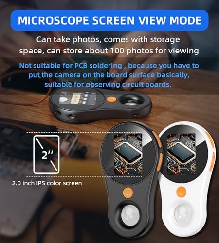 T TAKMLY Magnifying Glass with Light Portable Handheld USB Digital Microscope Macro Camera 2.0 inch IPS Color Screen Fixed Focus, 200w Pixel, 500x Magnification, Compatible with Windows, Mac OS
