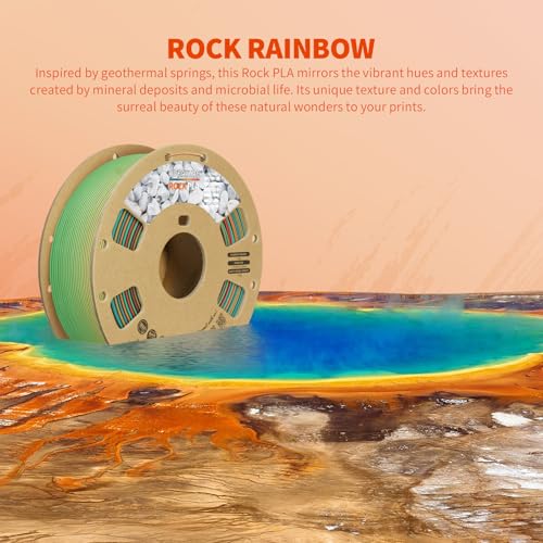 OVERTURE Rock PLA Filament 1.75mm, Marble PLA 3D Printer Filament 1kg Spool (2.2lbs), Dimensional Accuracy +/- 0.02 mm, Fit Most FDM Printer (Rock Rainbow)