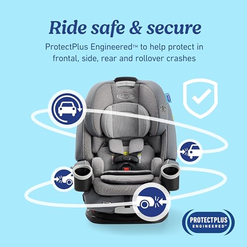 Graco 4Ever DLX 4-in-1 Car Seat, Charlie | Infant to Toddler Car Seat, with 10 Years of Use | Rear-Facing, Forward-Facing and Booster Modes | Safe, Comfortable and Convenient