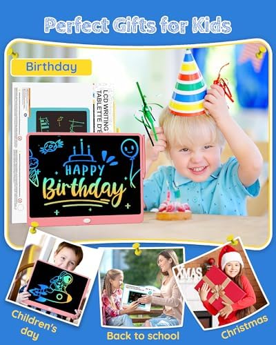 TEKFUN LCD Writing Tablet Doodle Board, 16 Inch Colorful Drawing Tablet Writing Pad,Toddler Toys for 3 4 5 6 7 8 9 Year Old Girls Boys Teen Adults,Birthday Gifts for Kids (Pink)
