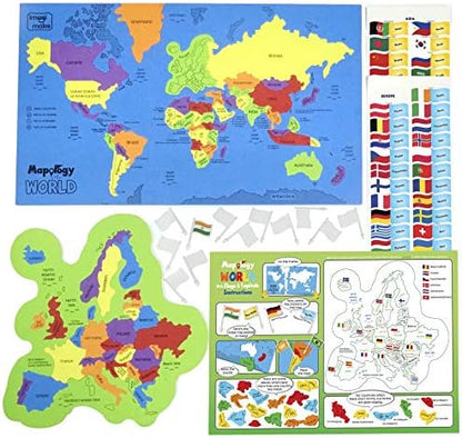 Imagimake Mapology USA & World Map Puzzle with Flags, Capitals, Stickers | Educational Toys for Ages 5-7 | Jigsaw Puzzles for Kids Ages 8-10 | Geography Toys for Ages 8-13 | 6 Year Old Boy/Girl Gifts