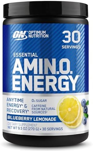 Optimum Nutrition Amino Energy - Pre Workout with Green Tea, BCAA, Amino Acids, Keto Friendly, Green Coffee Extract, Energy Powder - Blueberry Lemonade, 30 Servings (Packaging May Vary)