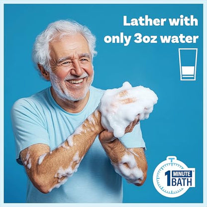 Scrubzz Disposable No Rinse Bathing Wipes - All-in-1 Single Use Shower Wipes, Simply Dampen, Lather, and Dry Without Shampoo or Rinsing (Unscented, 2-Pack)