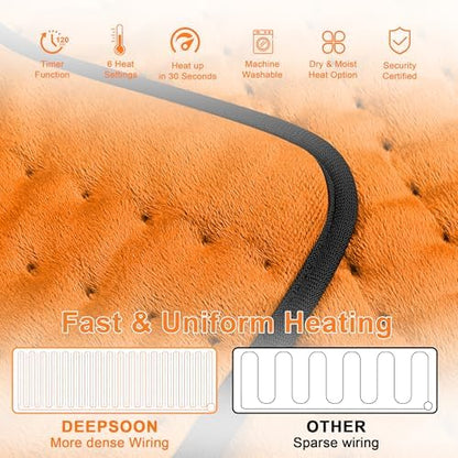 Heating Pad,Electric Heating Pads for Back,Hot Heated Pad for Abdomen,Shoulder,Knee,Multiple Temp and Auto Shut Off