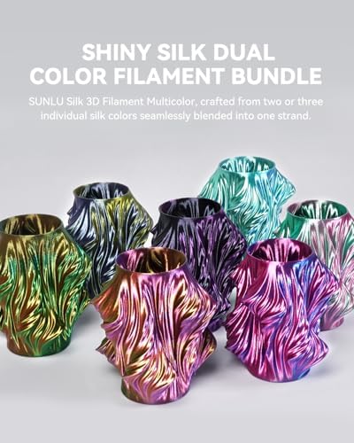 SUNLU 3D Printer Filament Bundle, Individually Vacuum Packed, Quadruple Color Silk Filament*4, PLA Silk Filament*4, 250g Spool, 2kg Total