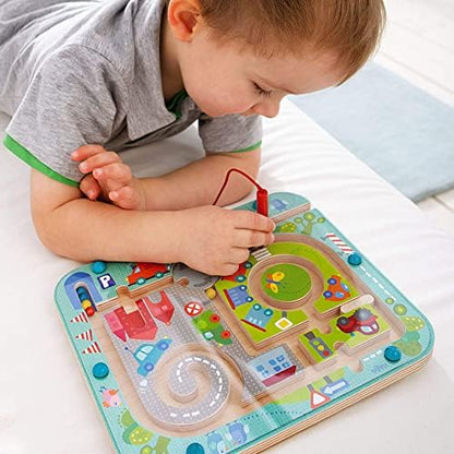 HABA Busy Board for Toddlers 2-4: Town Magnetic Maze Puzzle Game - Toddler Travel Toys for Preschoolers