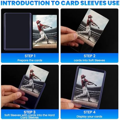 1600 Card Sleeves Top Loaders for Cards, 3" x 4" Hard Plastic Toploaders, Baseball Card Protectors, Trading Card Holder for Football Sports Cards (800 Toploaders + 800 Penny Sleeves)