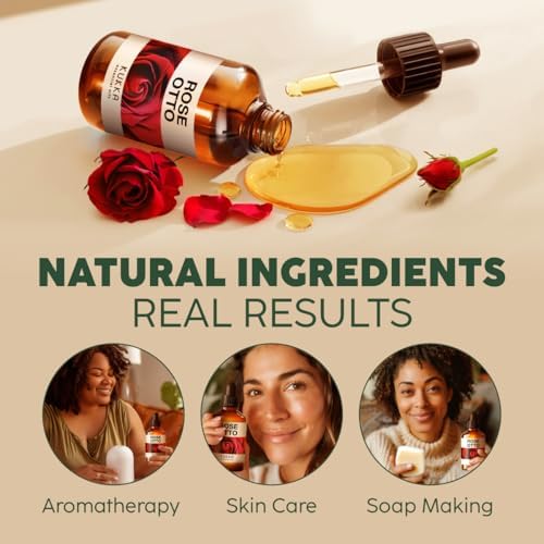 KUKKA Rose Otto Essential Oil for a Calming Retreat Promotes Smooth-Looking Skin with Rose Oil Essential Oil - 4 Fl Oz - Authentic Scent - Non-GMO and Cruelty-Free