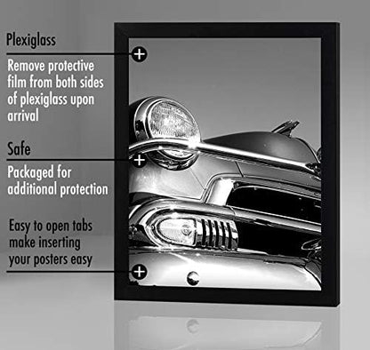 Americanflat 18x24 Poster Frame with Polished Plexiglass - Black Picture Frame - Wide Photo Frames Made of Engineered Wood for Vertical or Horizontal Wall Display - Epic Collection - Black