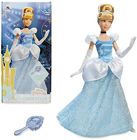 Disney Store Official Disney Princess Classic Doll (Cinderella), 11 Inches, Includes Brush with Molded Details, Fully Posable Toy in Classic Outfit - Disney Princess Toys for Girls
