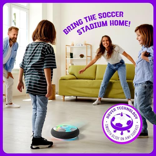 Hover Soccer Ball for Kids - Boy Birthday Gifts - Indoor Toy Games Gift for Boys Age 6, 7, 8, 9, 10, 11, 12 Year Old - Light-Up Toys Game for Kid - 6-8, 8-12 - Gift for 8 Year Olds (Single)