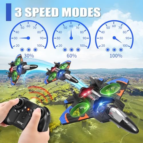 4DRC V32 Foam RC Planes Remote Control Airplanes for Kids Adults 8-16, RC Drone Airplane Helicopter Fighter Jet with Light, 360° Flip, Stunt Roll, Airplane Toy Gifts for Kids Boys Adults Beginners