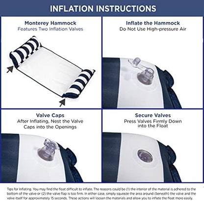 Aqua 4-in-1 Monterey Hammock Pool Float & Water Hammocks, 1-2-3-4 Multipacks – Multiple Colors/Styles – for Adults and Kids Floating