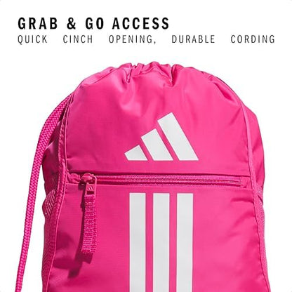 adidas Alliance Sackpack, Drawstring Backpack, Lightweight Small Gym Bag for Women and Men, Team Shock Pink 2/White, One Size