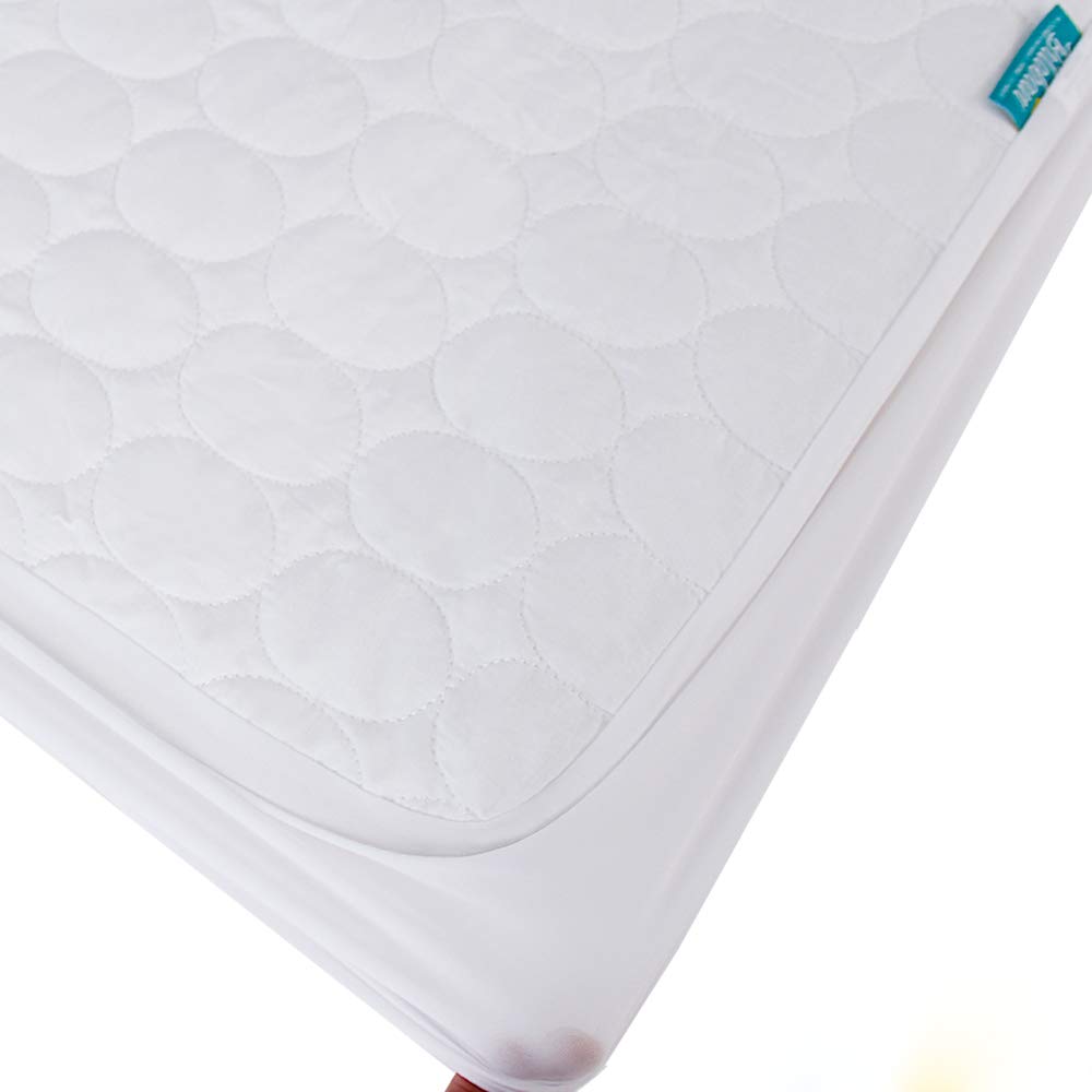 Crib Mattress Protector Sheets Waterproof 2 Pack, Quilted Crib Mattress Pad Cover Fitted Fits for Toddler Bed Mattress, White, 52” x 28”