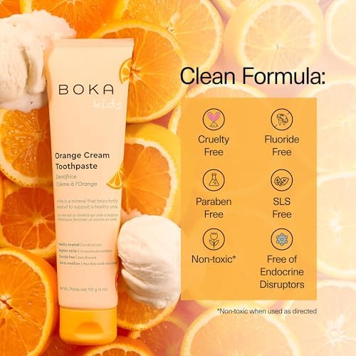 Boka Fluoride Free Toothpaste Nano Hydroxyapatite Toothpaste - Orange Cream Flavor, 4 oz 3Pk US Manufactured