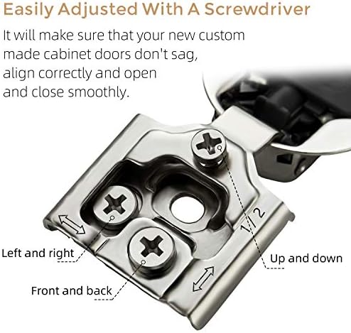 Ravinte 60 Pack (30 Pairs) 1/2 Inch Overlay Soft Close Hinges for Kitchen Cabinets - Satin Nickel Hidden Concealed Hinge, Stainless Steel, Self Closing