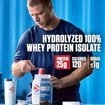 Dymatize ISO100 Whey Protein Powder Isolate, Vanilla, 25g of Protein, 3 Pound, 5.5g BCAAs, Less Than 120 Cal., Gluten Free, 1g Fat, 1g Sugar, 2g Carb (45 Servings)