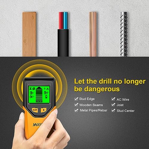Stud Finder Wall Scanner - 5 in 1 Stud Finder Tool w/Microprocessor Chip and HD LCD Display, Stud Detector Beam Finders for the Center and Edge of Wood AC Wire Metal Studs Joist Pipe (Lemon)