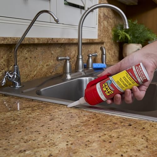 Flex Caulk, Waterproof & Weatherproof Hybrid Polymer Sealant, Strong, Paintable, Indoor, Outdoor, Bath, Shower, Sink, Window, Baseboards, Door, RV, Roof, Wood, Auto & Marine, White, 4 oz, 1-Pack