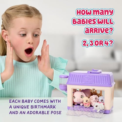 Little Live Pets Bunny Mini Interactive Toy Set, Hutch Animal Playset with 3 Surprise Babies, 20+ Sounds, Bunny Accessories for Girls Ages 3+