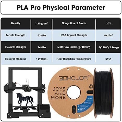 PLA Pro Filament 1.75mm 3D Printing Filament PLA+ 1kg*4 Bundle Cardboard Spool Dimensional Accuracy +/- 0.03 mm-4 Pack Black