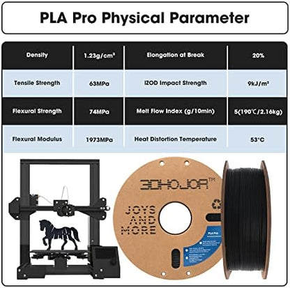 PLA Pro Filament 1.75mm 3D Printing Filament PLA+ 1kg*4 Bundle Cardboard Spool Dimensional Accuracy +/- 0.03 mm-4 Pack Black