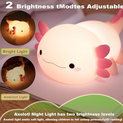 Axolotl Night Light for Kids,Cute Axolotl lamp Gifts Rechargeable light Table Lamp Bedside Lamp,LED Animal Silicone Nursery Night Lamp Cute Room Decor Night Light for Kids Girls Boys