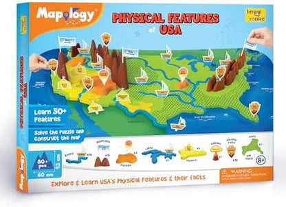 Imagimake Mapology Physical Features USA Puzzle | Mountains, National Parks, Rivers & Lakes 3D Puzzle Toys for Ages 8-13 | Educational Toys | Classroom Must-Haves | Back to School Gifts for Kids 6-12