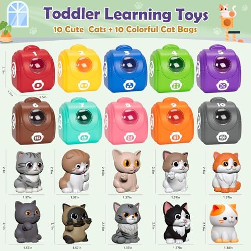 Learning Toys for Toddlers 1 2 3 Year Old Toddlers, 20Pcs Kitten Finger Puppets for Kids, Montessori Counting, Matching & Sorting Toy, Christmas Birthday Gifts for Baby Boys Girls Age 12-18 Months
