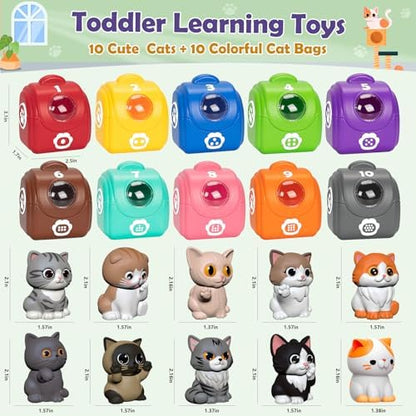 Learning Toys for Toddlers 1 2 3 Year Old Toddlers, 20Pcs Kitten Finger Puppets for Kids, Montessori Counting, Matching & Sorting Toy, Christmas Birthday Gifts for Baby Boys Girls Age 12-18 Months