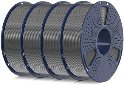 SUNLU 4kg PLA 3D Printer Filament Bundle, Neatly Wound PLA Filament 1.75mm ±0.02mm, Individually Vacuum Packed, 4kg in Total, 1kg per Spool, 4 Pack, 4000g PLA, (Grey+Grey+Grey+Grey)