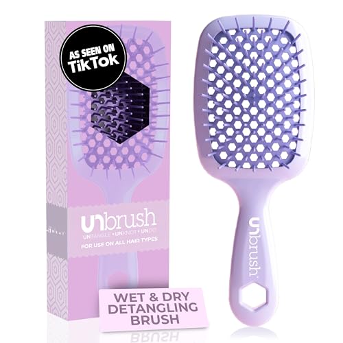 FHI Heat UNbrush Detangling Brush for Pain-Free Brushing on All Wet or Dry Hair Types — Durable DuoFlex Anti-Static Bristles, Lightweight Handle, Vented Hair Brush