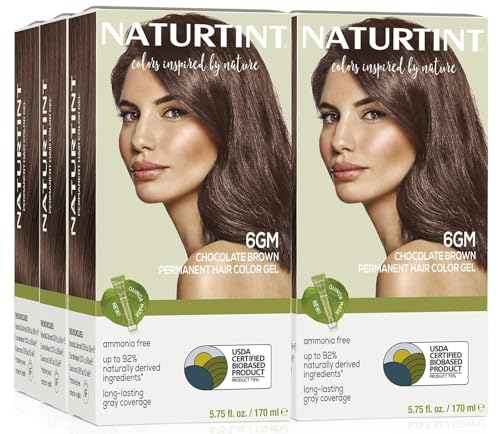 Naturtint 6GM Chocolate Brown Permanent Hair Color (Pack of 6), Ammonia Free, Vegan, Cruelty Free, up to 100% Gray Coverage, Long Lasting Results (Packaging may vary)